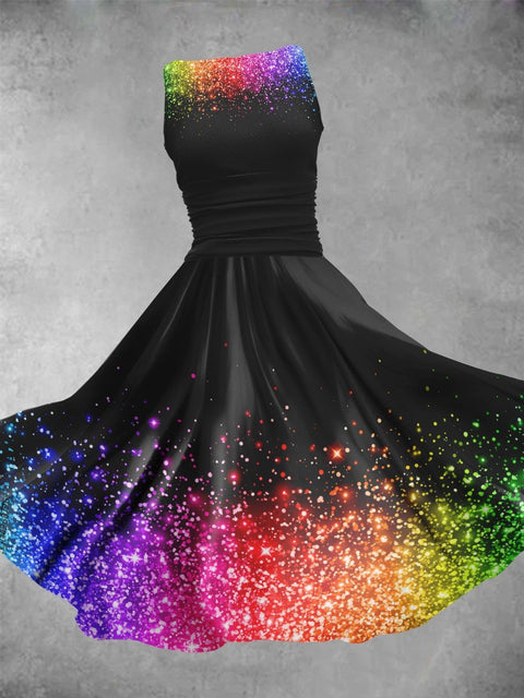 Women's Rainbow Gradient Midi Dress
