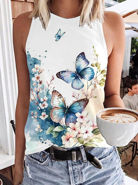 Women's Cute Butterfly Flower Art Design Tank Top