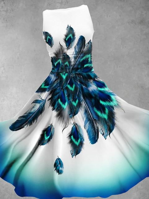 Women's Feather Gradient Midi Dress