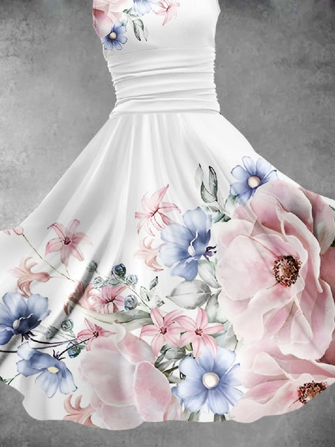 Women's Flower Art Design Midi Dress