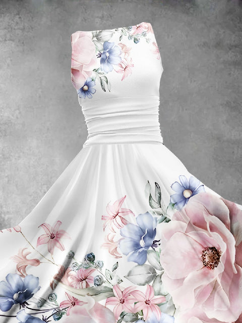 Women's Flower Art Design Midi Dress