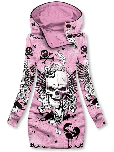 Winter Punk Skull Print Sweater Dress