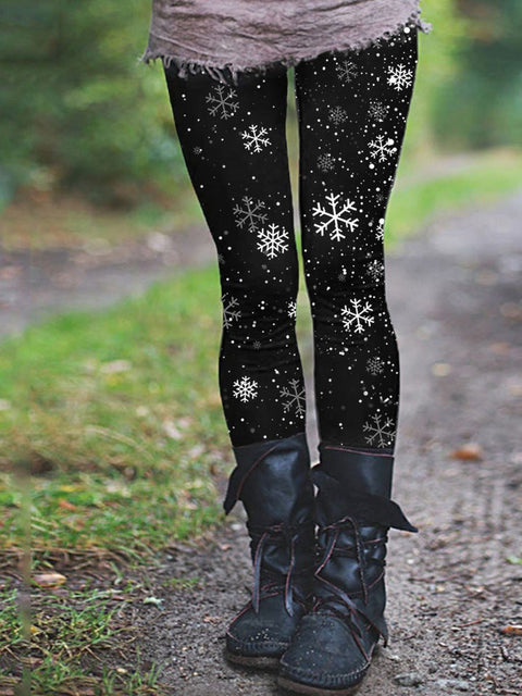 Women's Winter Snowflake Print Thermal Leggings