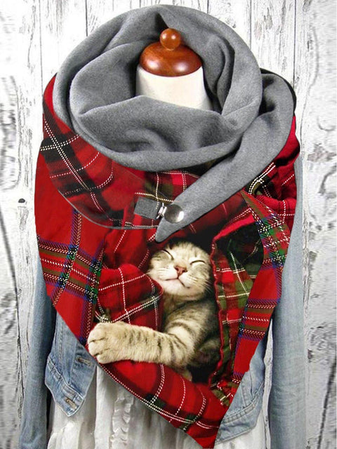 Christmas Cat print casual scarves and shawls