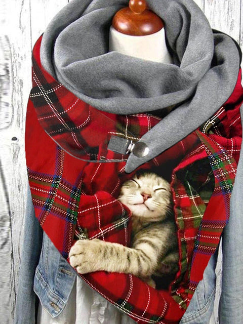 Christmas Cat print casual scarves and shawls