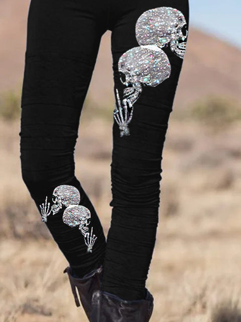 Skull Design Punk Women's Gothic Style Steampunk Leggings