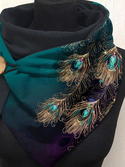 Feather Gold Foil Casual Print Scarf