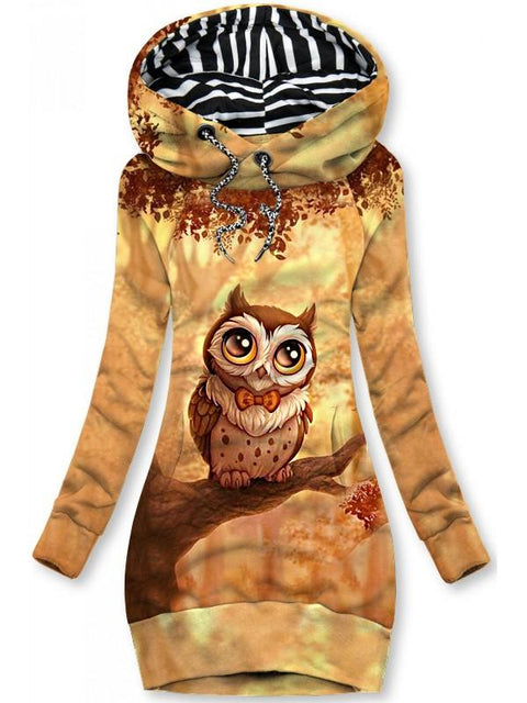 Women's Vintage Owl Art Print Casual Sweatshirt