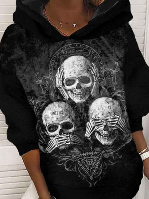 Women's Vintage Punk Skull Sweatshirt