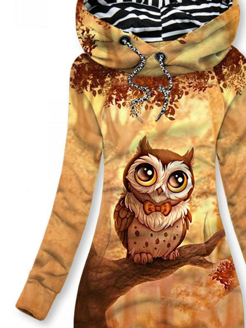 Women's Vintage Owl Art Print Casual Sweatshirt