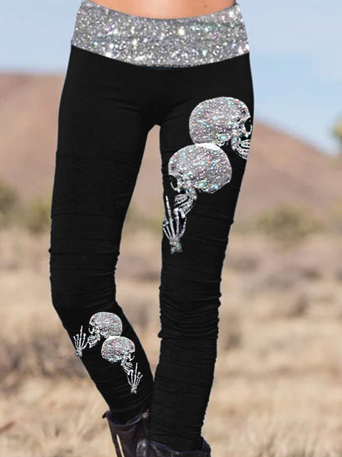 Skull Design Punk Women's Gothic Style Steampunk Leggings