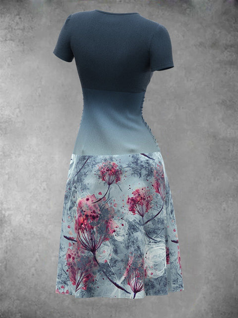 Women's Summer Vintage Floral Art Mosaic Maxi Dress